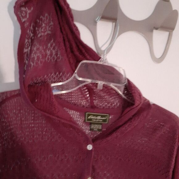 Eddie Bauer purple Pima cotton lace hoodie sweater jacket pullover top XXL 2X - Picture 4 of 6